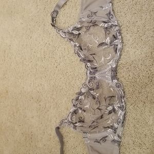 Grey and silver sensuous lace bra